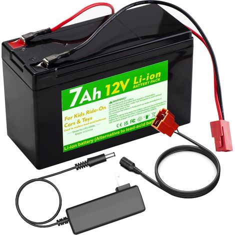 Batterie lithium-ion 12 V 7 Ah avec chargeur - Batterie de rechange pour voiture de siège d'enfant (1/5)