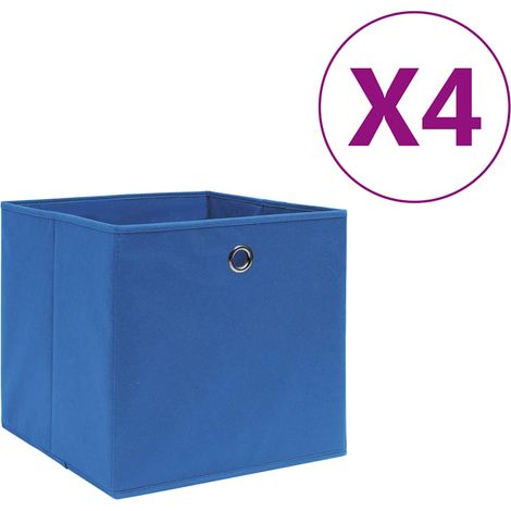 Boîtes de rangement 4 pcs Tissu intissé 28x28x28 cm Bleu (1/5)