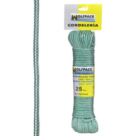 WOLFPACK LINEA PROFESIONAL cuerda trenzada polipropileno blanca / verde (madeja 25 m.) (1/2)