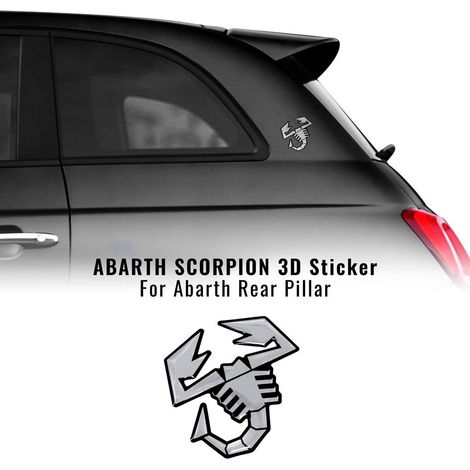 Adesivo Scorpione 3D per Montante Laterale Fiat 500 Abarth - Colore: ARGENTO