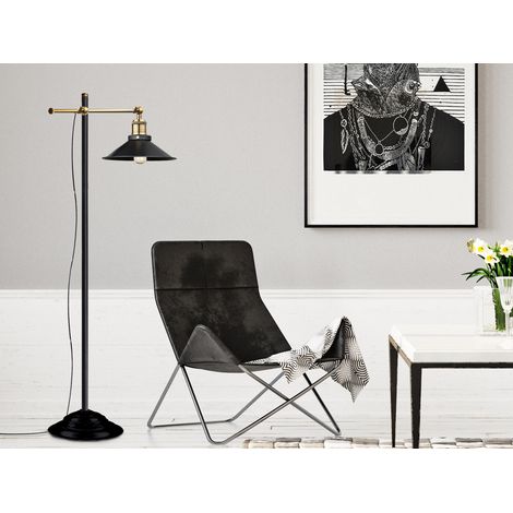 LED Stehleuchte mit schwenkbarem Metallschirm Schwarz, Höhe 155cm (1/5)