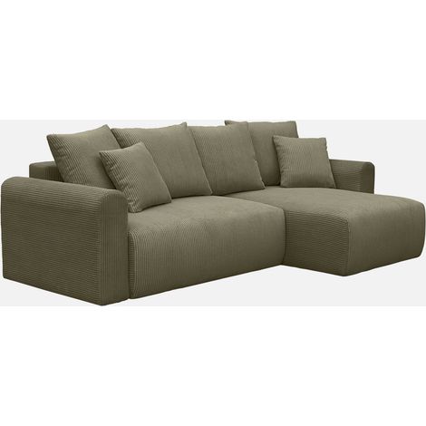 Sofá cama esquinero convertible de pana fina de 3 plazas (1/5)