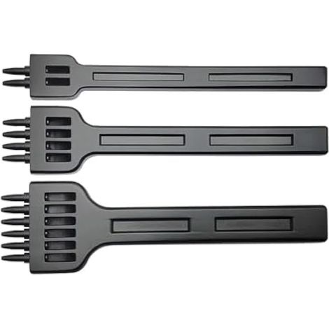 Lot de 3 outils de poinçonnage pour cuir, espacement des trous de 4 mm, 2 + 4 + 6 dents, alliage d'acier - Perforatrice circulaire pour laçage et couture - Pour artisanat du cuir - Noir (1/5)