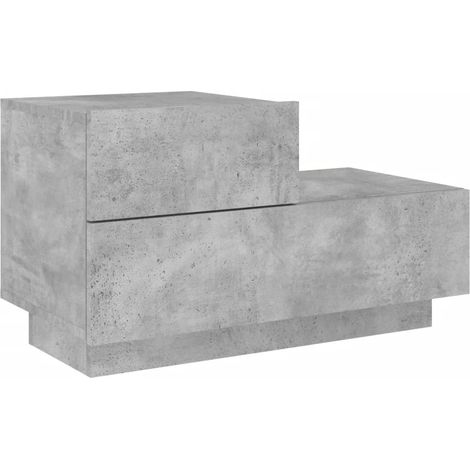 Mesita de noche con luces LED y cajones 70 x 36 x 40,5 cm madera de ingeniería gris DEC033193 (1/5)