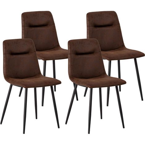 Set 4 Sedie Imbottite 49x48,5x88 cm in Similpelle Marrone Vintage (1/5)