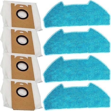 Kit d'accessoires de rechange pour aspirateur robot Redkey R10 comprenant des lingettes en microfibre et des sacs à poussière. (1/5)