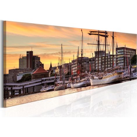 Tableau Imprimé "Port in Hamburg" 40 x 120 cm (1/2)