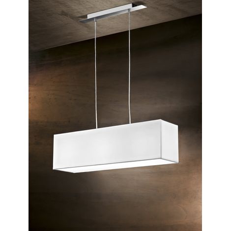 Suspension En Métal Chrome Brossé Avec Abat-Jour En Tissu Blanc, 3 Lumières E27, Design Moderne Et Élégant Pour Votre Intérieur Par Perenz. (1/2)