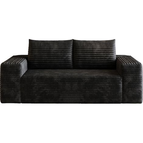 Divano in velluto a coste nero 180 cm senza montaggio (1/5)