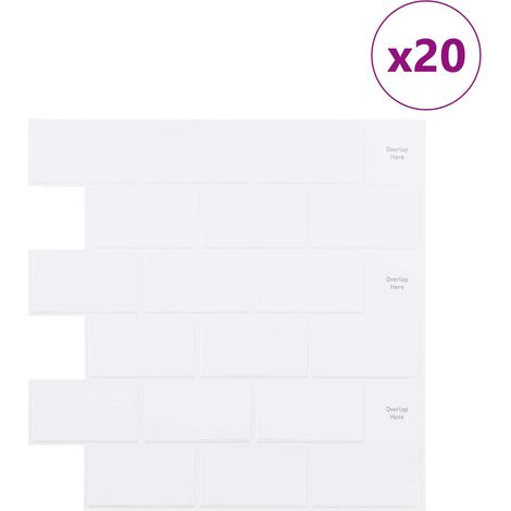 vidaXL Azulejo de metro 20 uds. Blanco 30 x 30 cm Poliuretano y PET (1/2)