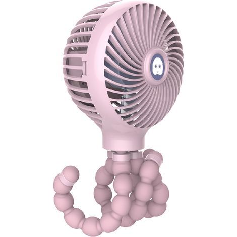Mini ventilateur flexible, en forme de pieuvre, avec trépied et pince, 3 vitesses, chargement USB (pour poussette, bureau, vélo) (1/5)