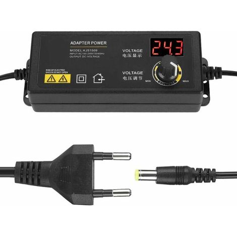 60W 2.5A 3-24V Dimmable Adaptateur Secteur, Adaptateur d'alimentation Tension Réglable Contrôle de Vitesse-100-240V EU (1/2)