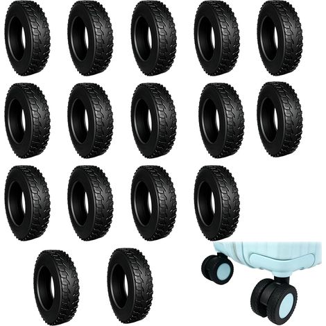 16 Housses de Protection de Roue de Bagage Protège-Roue Protection Valise de Voyage Silicone Anti-Bruit pour Roues pivotantes de 5 à 6,1 cm, Réduction des Vibrations Noir (1/5)