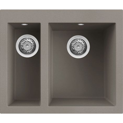 Lavello Elleci Incasso 2 vasche 59x50 Quadra 150 Keratek Plus Grigio Dove Grey LKQ15093 (1/2)