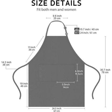 Tablier De Cuisine - Polyester Imperméable - 67 x 78 cm - Avec 2 Poches Avant - Bandoulière Réglable - Pour Homme Et Femme - Lot De 4 (1/5)