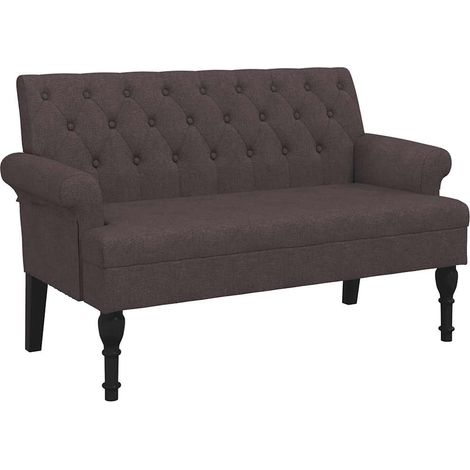 vidaXL Banco con respaldo tela marrón oscuro 120x62x75,5 cm (1/2)