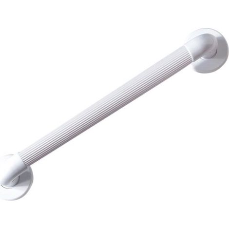 Banc de douche mural blanc de 38 cm, poignée de sécurité sans obstacle avec revêtement antidérapant-AquaForge (1/5)