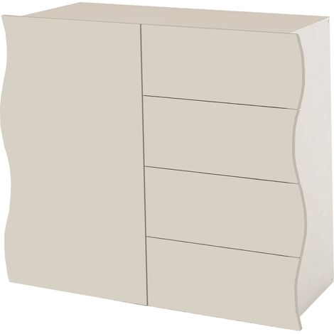 Mobile Multiuso 1 Anta 4 Cassetti Onda 90x40x81 cm Finitura in Melamina Cachemire (1/4)