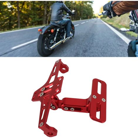 (Exklusiv in Mexiko erhältlich) Motorrad-Umbauteile, CNC-gefräster Kennzeichenhalter, Kennzeichenhalter aus Aluminiumlegierung, rot (1/5)