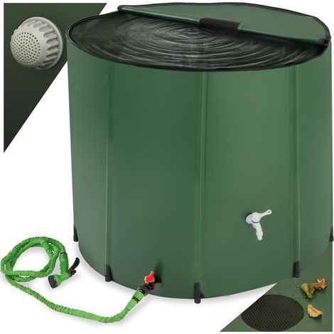 Tectake – Récupérateur d'eau de pluie pliable 750 L – Construction en polychlorure – Filtre anti-saleté – Montage rapide et facile