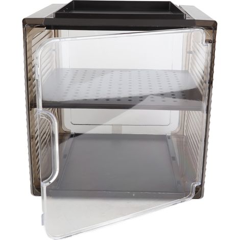Organisateur de bouteilles d'eau en acrylique robuste, anti-poussière et facile à nettoyer. Support de rangement pour bouteilles d'eau, format moyen, 2 niveaux, marron. (1/4)