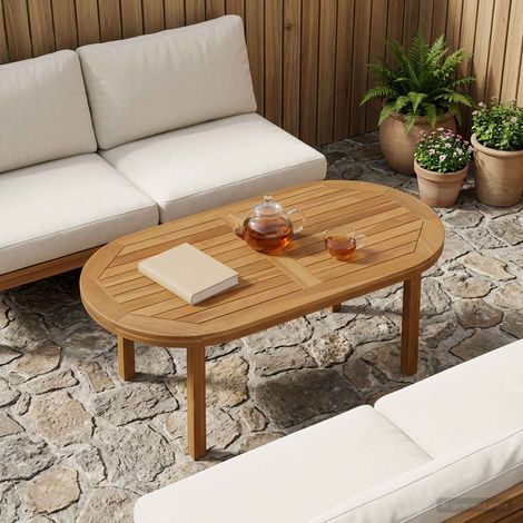 vidaXL Piano del tavolo Ovale Legno di teak solido Naturale