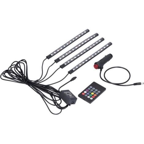 Bande Led - Éclairage Intérieur Voiture - Contrôle Musical - 1,6 M - Avec Télécommande (1/4)
