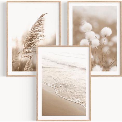 Lot de 3 Tableau Decoration Murale Affiche Décoration Chambre Maison Cousine Posters Plage Maritime Sans Cadre 3 Tableau en Taille 30 x 40 cm Poster Mural Tableaux Déco Boho Salon (1/5)
