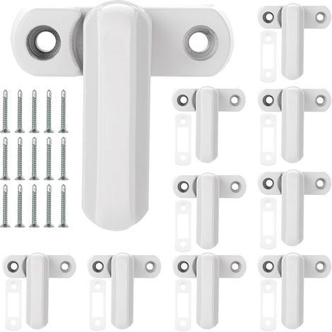 10 pièces Antivol de Sécurité Blanc Serrure de Fenêtre en Métal Verrous de Fenêtre Anti Blancs avec Vis en Alliage D'Aluminium Pour Divers Sécurité de La Maison UPVC/PVC et Porte et Fenêtre (1/5)