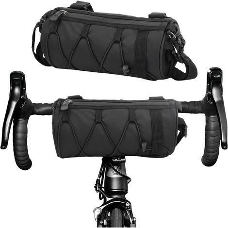 Sacoche de guidon pour vélo - Sac de rangement étanche 2.5 l - Compatible route. VTT. électrique - Bandoulière - Conduite en plein air (1/5)