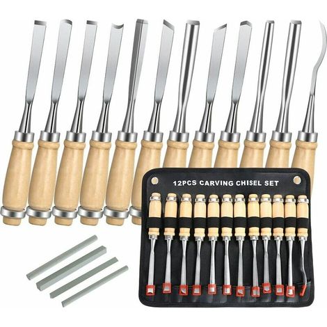 Ensemble d'outils de 12 pièces, couteau à découper le bois, ciseau à découper, sculpture de racines faites à la main, ensemble de ciseaux pour le travail du bois (1/5)