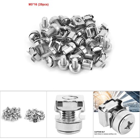 Kit de 20 vis M5x16 et écras-nuts pour baies réseau et racks (1/5)