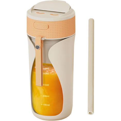 Bouteille Blender, 450ML Mélangeur Personnel Portable, Mixeur à Jus USB, Lame Surround à 6 Lames Inoxydable, avec Paille, pour Bureau Salle Sport Pique-nique Cuisine en Plein Air (1/5)