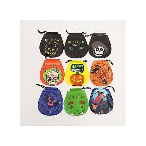 Sachets à friandises pour fête d'Halloween, réutilisables avec cordon de serrage (lot de 27, 9 modèles)