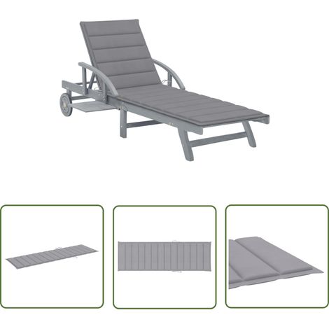 The Living Store Sonnenliege mit Auflage Akazie Massivholz - Holz-Sonnenliege - Gartenliege - Akasienholzsitzgelegenheit - Lounge Chair - Gartenmöbel (1/5)