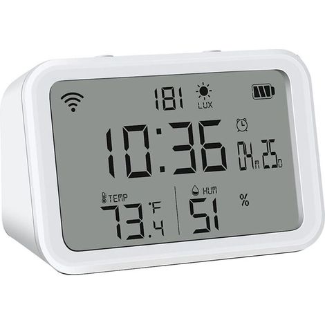 Thermomètre-hygromètre Wi-Fi avec détection de l'intensité lumineuse, moniteur de température et d'humidité Wi-Fi avec alarme (1/4)