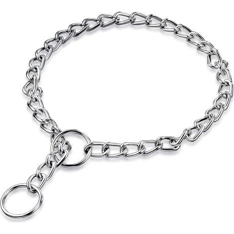 Hundehalsband aus Metall, Kettenhalsband, Stahl-Würgehalsband, rutschfestes Würgehalsband für Spaziergänge und Training, 3 mm x 55 cm (1/4)