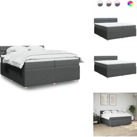 Sommier à lattes de lit avec matelas Gris foncé 200x200cm Tissu - Sommier À Lattes De Lit - Sommiers À Lattes De Lit - Lit - Meuble De Chambre À Coucher (1/5)