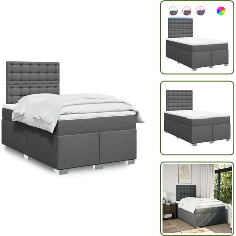 Sommier à lattes de lit avec matelas gris foncé 120x190cm tissu - Sommier À Lattes De Lit - Sommiers À Lattes De Lit - Lit - Meuble De Chambre À Coucher (1/5)