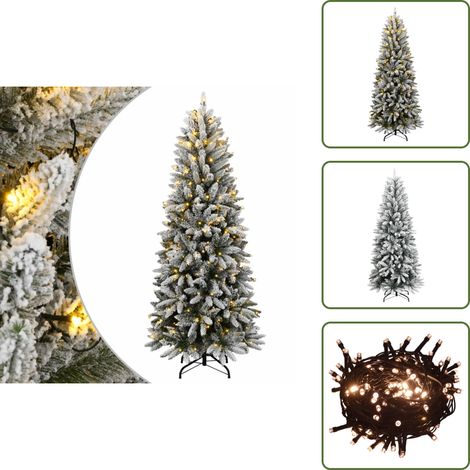 Sapin de Noël avec lumière - vidaXL Sapin de Noël artificiel 300 LED et neige floquée 180 cm - Sapin de Noël en PVC