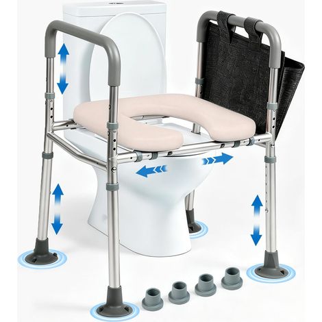 Rehausseur Toilette Adulte avec Accoudoirs et Sac de Rangement (1/5)