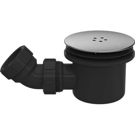 Resin Shower Tray Mega Flow Waste - Black with Brushed Pewter Top