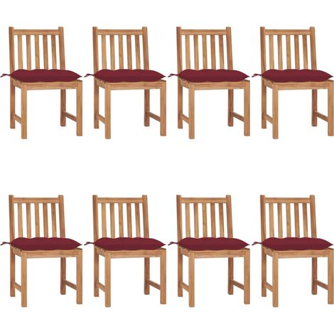 Lot de 8 Chaises de jardin - Chaises d'extérieur pour terrasse/jardin avec coussins Bois de teck massif BV177463 - BonneVie (1/5)