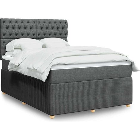 Boxspringbett mit Matratze Dunkelgrau 160x200 cm Stoff