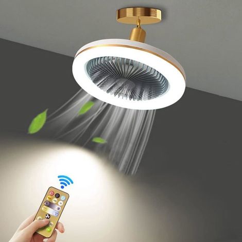 Ventilateur plafond silencieux LED 30W – Télécommande, intensité variable – Compact – Pour chambre (1/4)