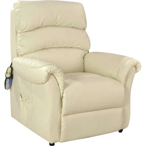 Poltrona Relax Massaggiante Crema - Recliner Elettrico, Alzapersona 90x90x105 cm (1/4)
