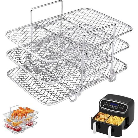 Inserts pour friteuse à air chaud, accessoires pour friteuse à air chaud, 3 inserts, insert pour friteuse à air chaud avec double panier, accessoires de cuisine en acier inoxydable 304 pour friteuses (1/5)