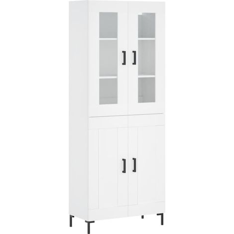 Aparador cómoda cómoda armario mueble organizador cocina salón salón alto 69,5 x 34 x 180 cm madera contrachapada blanco 020032751