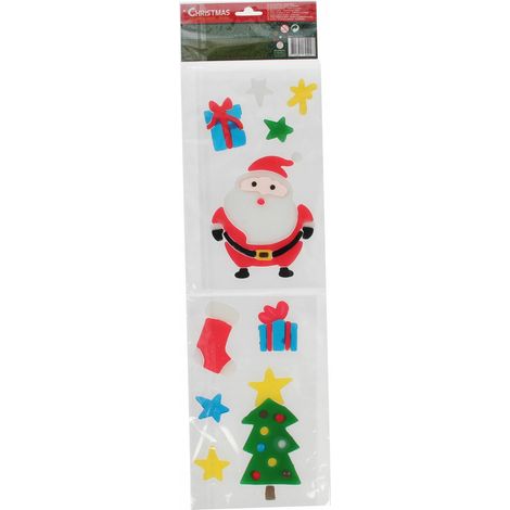 Pegatinas de gel de Papá Noel para ventanas, espejos y decoraciones.