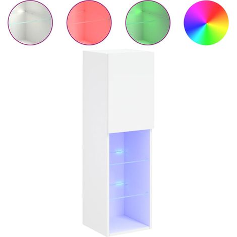 Mobile TV Armadietto TV Mobile Porta TV con Luci LED Bianco 30,5x30x102 cm (1/5)